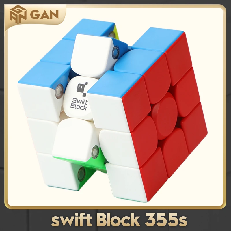 Gan Swift Block 3x3 마그네틱 큐브, 355S 스티커리스 전문 스피드 큐브, 어린이용 장난감