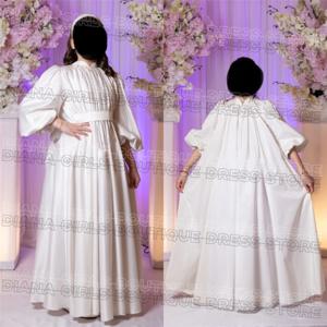 첫 성찬식 가운 목가적 인 우아한 꽃의 소녀 드레스 웨딩 볼 드레스 새틴 키즈 생일 파티 저녁 세례 가운