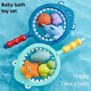 아기 목욕 장난감 거북이 스프레이 그물 낚시 상어 어린이 동물 핀치 음악 부동 물 장난감