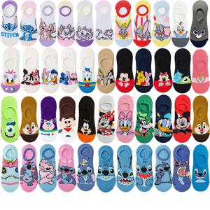 20쌍 랜덤 컬러 디즈니 힙합 스트릿 패션 애니메이션 양말 남녀 공용 참신하고 재미있는 캐주얼 숏 보트 양말