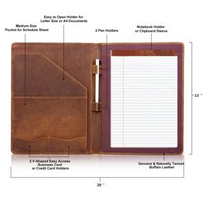 빈티지 정품 가죽 다기능 정리함 A4 법률 클립보드 폴더 10.5 케이스 33.5X 25.4X3Cm