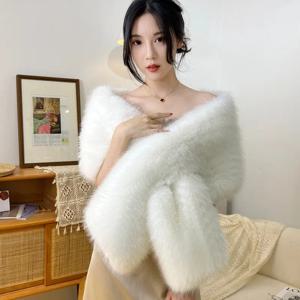 모조 모피 여우 모피 치파오 숄 모피 칼라 케이프 무대 저녁 숄 웨딩 드레스 파티 스카프 여성 자켓