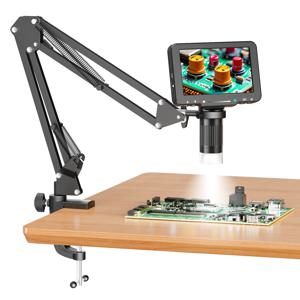 5인치 IPS 스크린, 플렉시블 암, 1000배율 코인 현미경 기능을 갖춘 플렉스 디지털 현미경 (PCB, 식물, 동전 검사용)