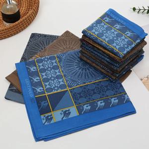 3/6Pcs 남성용 순수 코튼 프린트 손수건 구식 향수 복고풍 여름 얇은 물 흡수 물티슈 스웨트 스퀘어 43cm