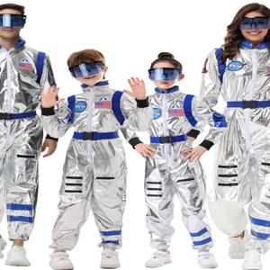 라이벨라 우주복 코스프레 우주비행사 슈트 커플 실버 점프수트 부모-자녀 커플룩 와닝어스 테마 의상