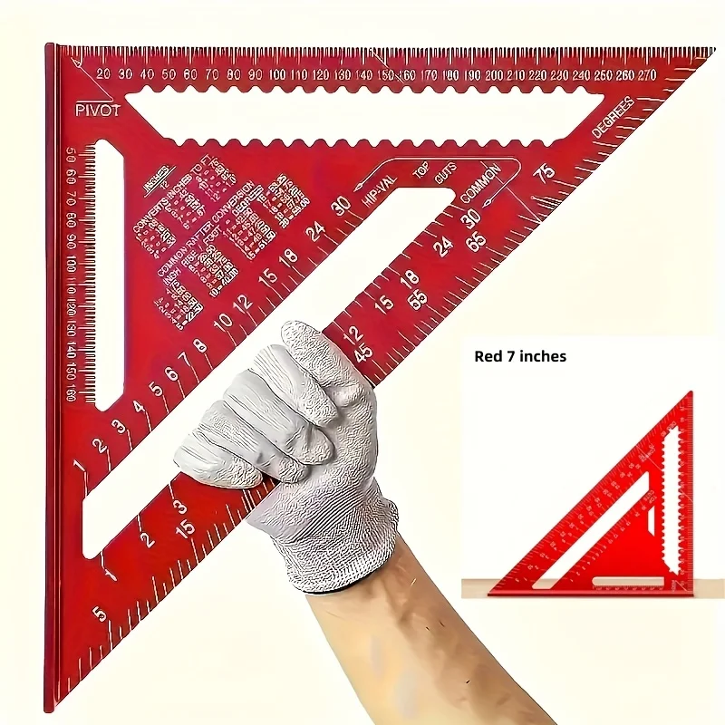 정밀 측정에 적합한 톱니 모양의 가장자리가 있는 7/12 인치 정밀 알루미늄 목공 각도 눈금자