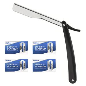 남성용 수동 면도기 이발소 면도기 스테인리스 스틸 샹크 사용이 간편한 안전 면도기 1개 면도날 포함