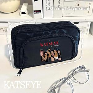패션 K POP K-KATSEYE 필통 소녀 귀여운 대용량 펜 가방 학생 휴대용 문구 파우치 신학기 선물 신상품