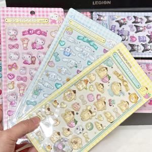 1개 귀여운 애니메이션 헬로키티 쿠로미 3D 산리오 스티커 투명 젤리 크리스탈 장식 스티커 폰 케이스 DIY 스티커