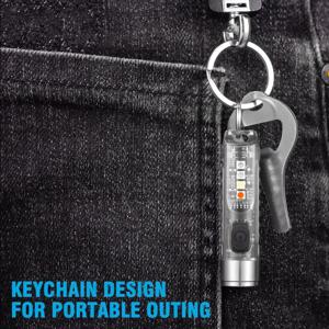 미니 키체인 손전등 타입-C 고속 충전 IP66 방수 토치 램프 자석 포함 다기능 경고 캠핑 손전등