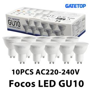 10팩 Focos Gu10 스포트라이트램프 220V LED 전구 도매 5W-9W 화이트 웜 3000k 6000K 가정 상업용 건물에 적합