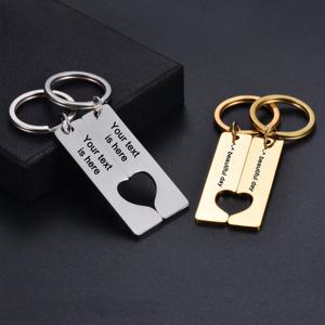 1쌍 맞춤형 텍스트 키체인 개인 맞춤 이름 키링 레이저 각인 발렌타인데이 선물 맞춤형 로고 이름 키체인