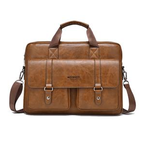 남성용 빈티지 서류 가방 15.6 인치 노트북 PU 가죽 어깨 행정관 비즈니스 메신저 사무실 휴대용 문서 가방 남성