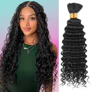 100g 보헤미안 브레이드용 인모 딥 웨이브 벌크 인모 브레이딩 헤어 딥 컬리 브레이딩 인모 번들 노 웨프트 보헤미안 브레이드용