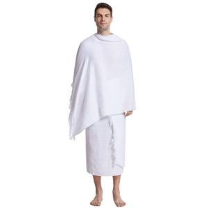 남자 2 조각 남자 이슬람 아랍 메카 Hajj 이슬람 라마단기도 예배 의상 목도리 Jubba Thobe에 대한 Ihram 순례 수건
