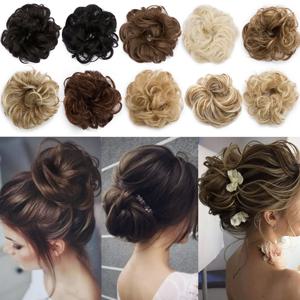 S-noilite 합성 탄성 밴드 머리카락 곱슬 Chignon 머리 여성 Drawstring 포니 테일 헤어 피스 블랙 브라운 금발 헤어 피스