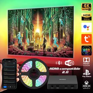 스마트 앰비언트 TV LED 백라이트, HDMI 호환 2.0 기기용, 싱크박스 LED 스트립 조명 키트, 와이파이, 알렉사, 구글 어시스턴트 컨트롤