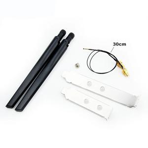 2x6DBi RP-SMA 외부 안테나 세트(MHF4 연장 케이블 포함) M.2 Wifi 카드용 2.4GHz 5GHz 듀얼 밴드 Intel AX200 AX210