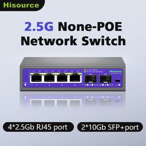 Hisource 2.5G 4 8 포트 이더넷 스위치 없음 POE Networck 스위치 업링크 IP 카메라/무선 AP용 2*10G 포트