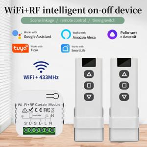 Tuya 스마트 WiFi 커튼 스위치 블라인드 롤링 셔터 RF433MHz 스마트 라이프 앱 지원을위한 원격 제어 Google 홈 Alexa