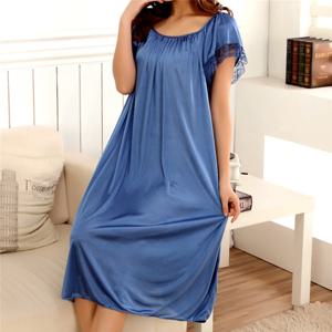 여성 나이트 가운 잠옷 레이스 패치 워크 Nightwear 긴 슬리핑 드레스 캐주얼 숙녀 홈 드레싱