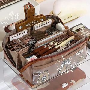 아름다운 외관을 갖춘 10단 카드-피바라 대용량 투명 펜 가방, 어린이를 위한 다기능 필통