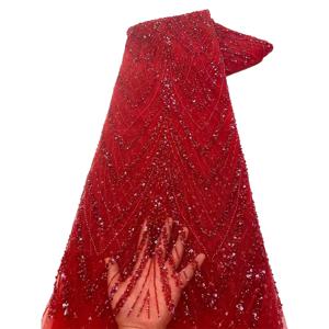 럭셔리 아프리카 스팽글 비즈 레이스 원단 2026 고품질 신랑 나이지리아 웨딩 신부 자수 프랑스 튤 원단