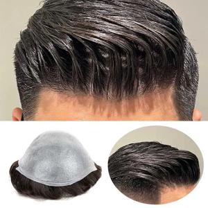 0.03 초박형 스킨 투피, 눈에 띄지 않는 남성용 모발 보철물, 사실적인 가발, 남성용 인모 마이크로스킨 헤어 시스템