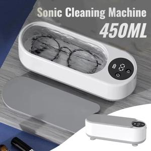 450ml 초음파 세척기 휴대용 가정용 고주파 초음파 세척기 (보석, 안경, 반지, 시계, 틀니, 화장솔 세척용)