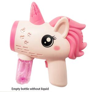 유니콘 거품 기계 자동 비누 송풍기 거품 불고 장난감 전기 거품 총 야외 파티 게임 장난감