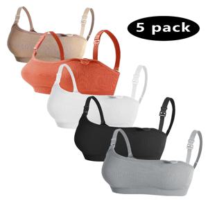 5 PCS 세트 통기성 전면 오픈 간호 브래지어 출산 속옷 임신 브래지어 전체 컵 무선 편안한 모유 수유 브래지어