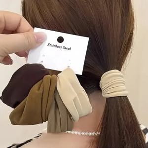 4 세트 솔리드 넓히기 두꺼운 헤어 밴드 밧줄 여성 포니 테일 홀더 헤어 타이 Scrunchies 고무 밴드 한국 패션 헤어 액세서리