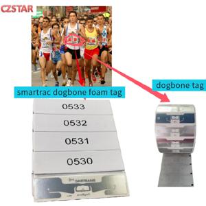 Smarttrac 장거리 UHF RFID 태그 접착 스티커, Dogbone UHF Rfid 마라톤 타이밍 칩, Impinj R6 M750 칩, 50 개