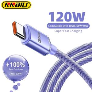 NNBILI 120W 6A 고속 충전 USB 유형 C 삼성 S23 Xiaomi 14 화웨이 전화 고속 충전 케이블 데이터 케이블 용 빠른 충전 케이블