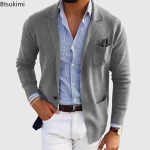 2026 신상 남성 블레이저 재킷 패션 슬림핏 솔리드 싱글 브레스티드 수트 코트 비즈니스 캐주얼 아우터웨어 웨딩 수트