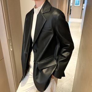 여성용 진짜 양가죽 블레이저 재킷, 중간 길이 블랙, 싱글 단추, 패션, 가을, 겨울