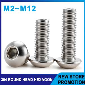 304 스테인리스 스틸 육각 나사, ISO7380 육각 소켓 알렌 볼트, 금속 기계 나사, M2 M2.5 M3 M4 M5 M6 M8 M10 M12
