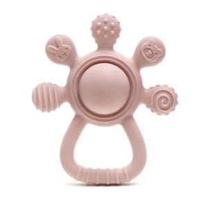 2025 새로운 젖니가 남 실리콘 손바닥 딸랑이 Teether 토끼 - 아프고 잇몸을 진정시키는 안전한 아기 씹는 장난감