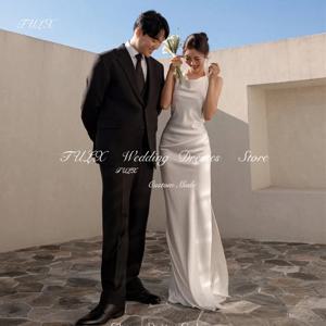 TULX 우아한 아이보리 새틴 백리스 웨딩드레스 한국 촬영용 홀터 슬리브리스 머메이드 롱 브라이덜 가운 맞춤 웨딩드레스