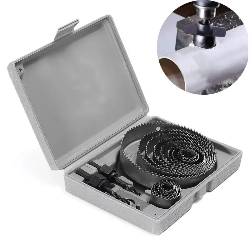 16개 19-127mm 홀쏘 세트, 석고보드, 목재, PVC 플라스틱, 밀도보드, 금속, 목공용 툴