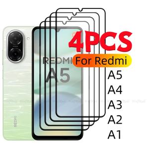 Redmi A5 유리 용 4/3/2/1PCS Xiaomi Redmi A5 강화 유리 전체 커버 접착제 HD 9H 화면 보호기 용 Redmi A5 A4 A3 A2 A1 A 5