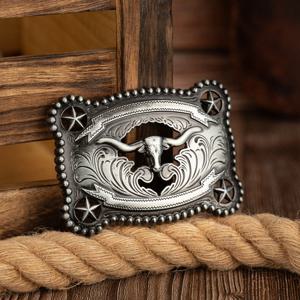 네 모서리 반지 5성 황소 머리 속이 빈 버클, 복고풍 패션 서양 남성 참신 벨트 버클, 바이킹 스타일 캔