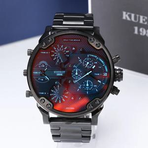 남녀공용 라운드 손목시계 크로노스코프 쿼츠 시계 스테인레스 스틸 및 소가죽 밴드 시간 분 초 다이얼