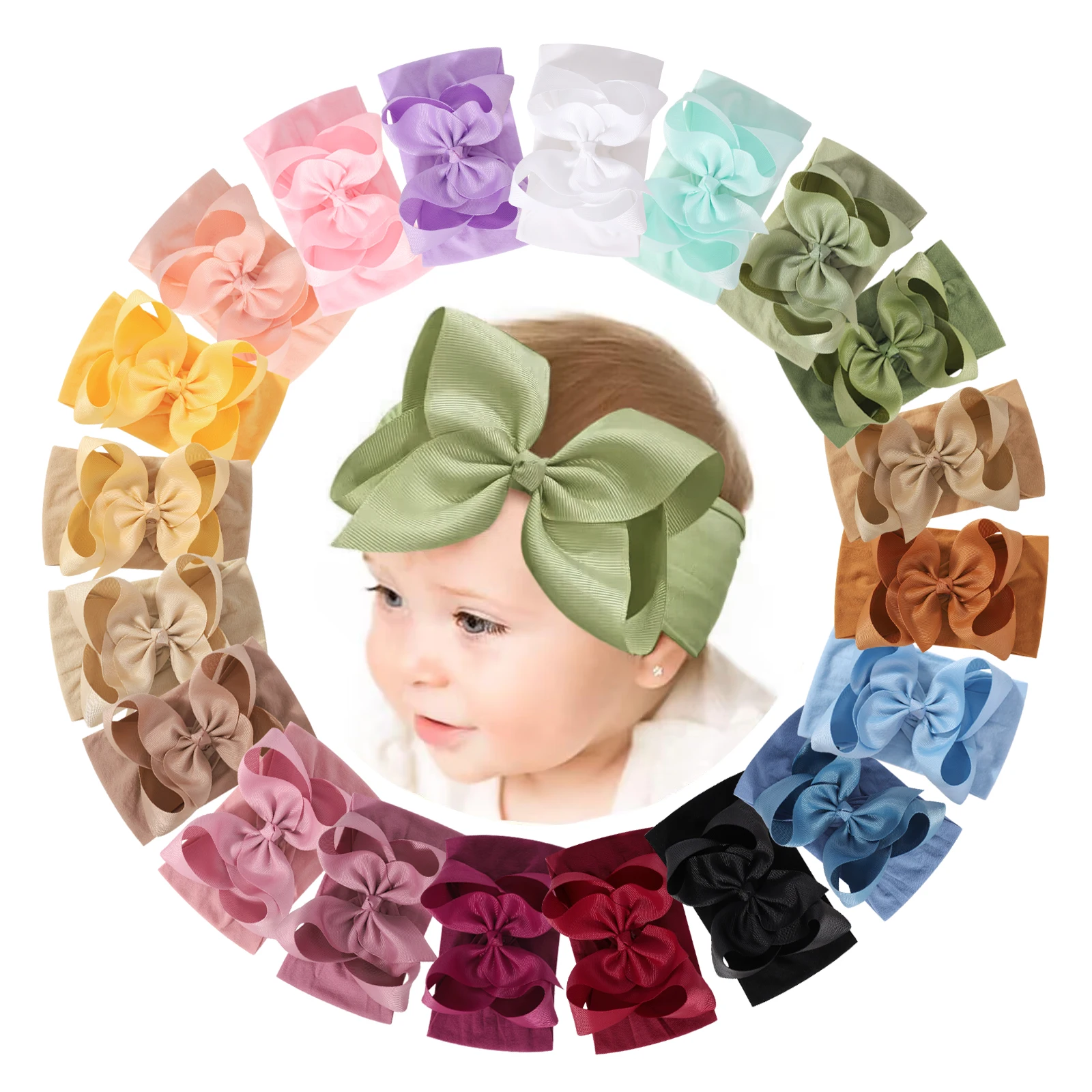 6/20PCS 부드러운 아기 머리띠 4.5 인치 머리 활 Headwraps 아기 소녀 머리 밴드 신생아 헤어 액세서리 헤어 밴드