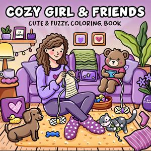 COZY GIRL & FRIENDS 성인을 위한 대담하고 쉬운 패턴 색칠하기 책 귀여운 그림책 파티와 생일을 위한 완벽한 선물