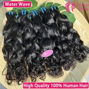 18A 워터 웨이브 베트남산 100% 인모 헤어 번들 # 1B 내추럴 블랙 곱슬머리 미가공 생처녀 헤어 웨이브 익스텐션 (여성용)