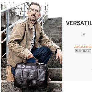 남자를위한 상단 레이어 정품 가죽 서류 가방 암소 가죽 빈티지 노트북 핸드백 사무실 어깨 비즈니스 포트폴리오 문서 A4 가방