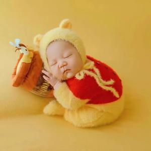 2025년 신생아 곰돌이 롬퍼 아기 사진 소품, 수제 의상 사진 옷