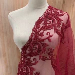 비즈 자수 레이스 트림과 패턴 스팽글 브라이덜 아플리케 웨딩 드레스 원단