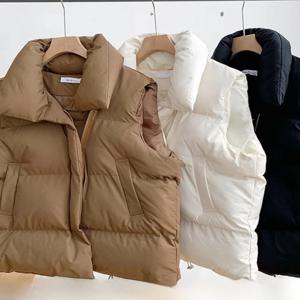 루즈핏 코튼 베스트 백리스 지퍼 스타일 통근 패션 폴리에스터 섬유 레귤러 길이 솔리드 컬러 여성 조끼